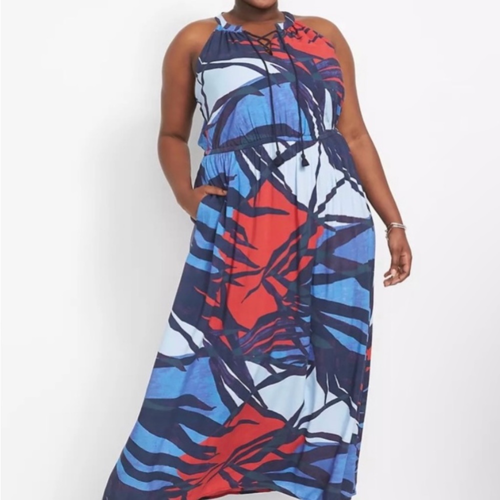 Lane Bryant Colorful Halter Maxi Dress